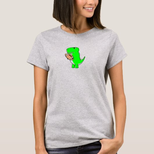 T-shirt Dinosaure Vert Aime Le Football (Devant)