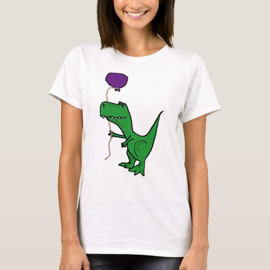 T-shirt Dinosaure vert drôle de Trex tenant le ballon (Devant)