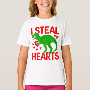T-shirt Dinosaure Vert Valentine I Voler Coeurs