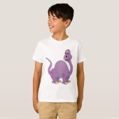 T-shirt Dinosaure violet à long cou (Devant entier)