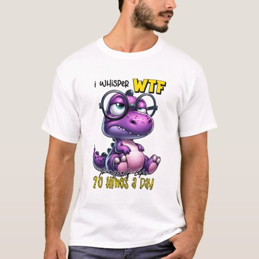 T-shirt Dinosaure violet drôle Je chuchote WTF à moi-même (Devant)