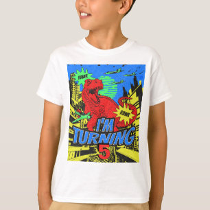 T-shirt Dinosaures Comic Book Boy Birthday