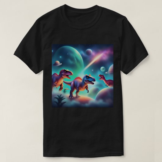 T-shirt Dinosaures Dans L'Espace (Design devant)