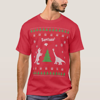 T-shirt Dinosaures Drôle Et Père Noël Doux De Noël Vilain 