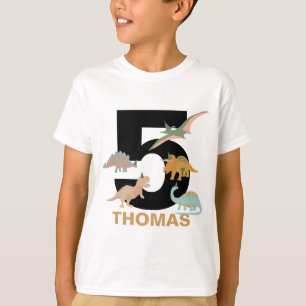 T-shirt Dinosaures Enfants Boho Nom d'âge de dinosaure d'a