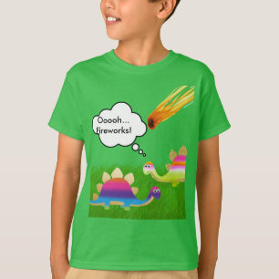 T-shirt Dinosaures mignons admirant un asteroïde