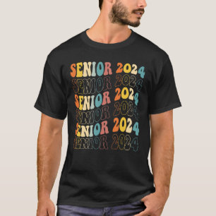 T-shirt Diplômé 2024 Groovy Rétro Promotion 2024 Remise de