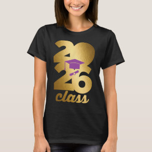 T-shirt Diplôme à chapeau de chiffres dorés de la promotio
