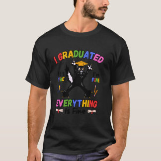 T-shirt Diplômé de chat noir drôle Graduation Dernier jour