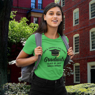 T-shirt Diplômé de lycée vert personnalisé pour la remise