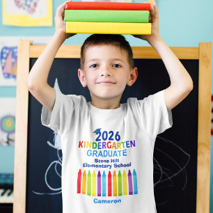 T-shirt Diplômé de maternelle 2026 Crayon personnalisé Enf