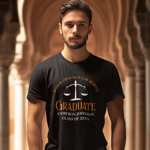 T-shirt Diplôme d'études de droit sur mesure Orange Noir