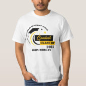 T-shirt Diplômé Jaune Noir Blanc (Devant)
