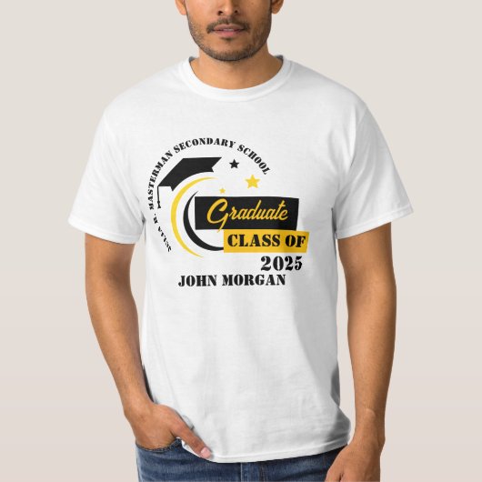 T-shirt Diplômé Jaune Noir Blanc (Devant)