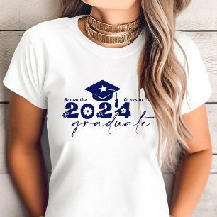 T-shirt Diplômé Personnalisé de la Promotion 2024 Bleu Mar