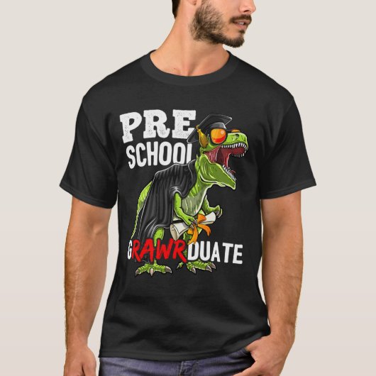 T-shirt Diplômé préscolaire Dinosaure Diplôme de Cap Gown (Devant)