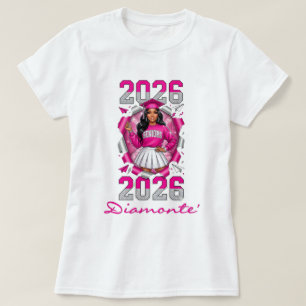 T-shirt Diplômée de la promotion 2026 en rose et argent