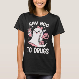 T-shirt Dire Boo To Drugs Drôle Halloween Ruban Rouge