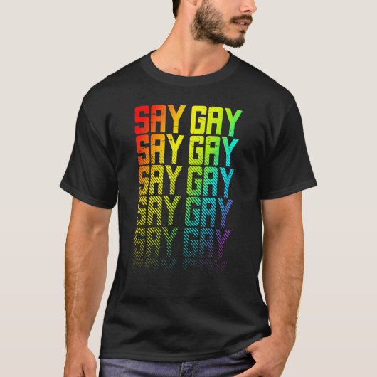 T-shirt Dire Gay Lgbtq+ Rainbow Gay pride Texte Fade Graph (Devant)