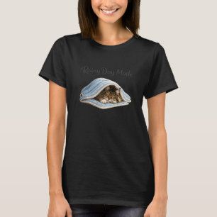 T-shirt Dire Mode Jour Pluvieux Dormant Chat Maine Coon Lo