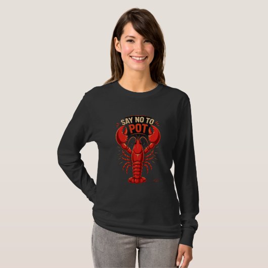T-shirt Dire Non Au Homard En Pot Manches Longues (Devant entier)