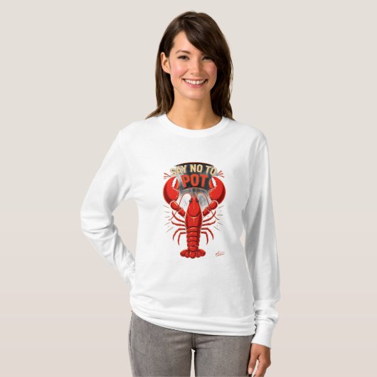 T-shirt Dire Non Au Homard En Pot Manches Longues (Devant entier)