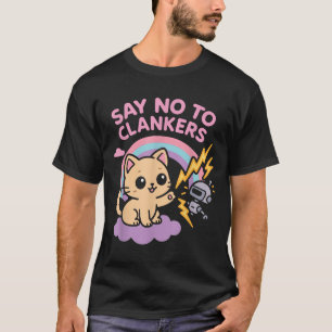 T-shirt Dire Non Aux Clankers Anti Ai Robots Mignon Chat P