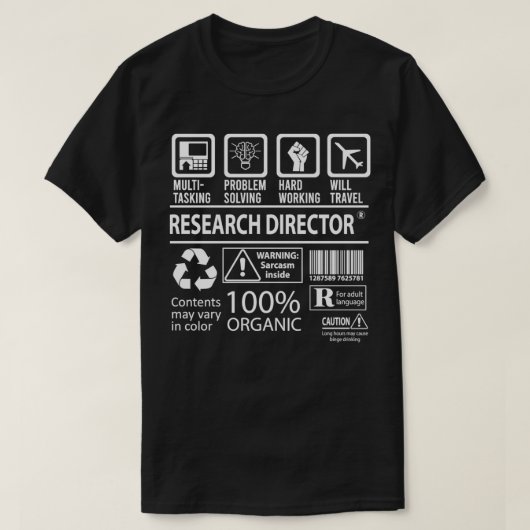 T-shirt Directeur de recherche MultiTasking Certified Job  (Design devant)