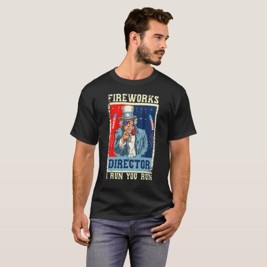 T-shirt Directeur des feux d'artifice Oncle Sam Retro I Ru (Devant entier)