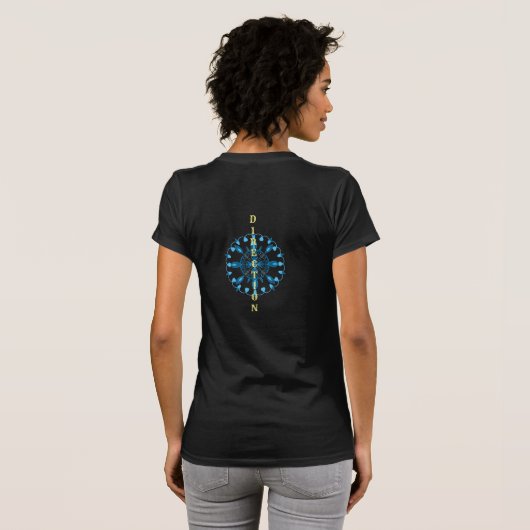 T-shirt Direction Mandala Affirmation Hippie Unique Bleu T (Dos entier)