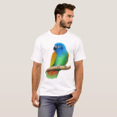 T-shirt dirigé bleu de perroquet de Pionus (Devant entier)