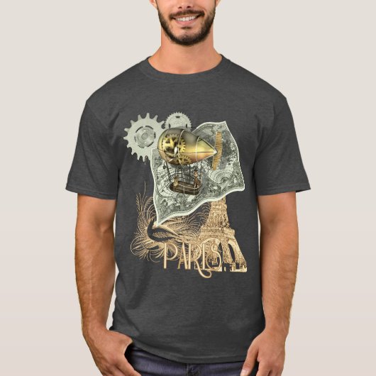 T-shirt dirigeable de visite d'air de Steampunk (Devant)