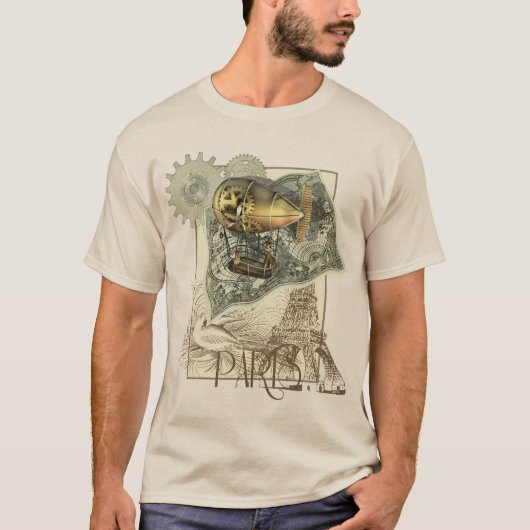 T-shirt dirigeable de visite d'air de Steampunk (Devant)