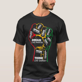 T-shirt Dirigeants noirs inspirants Poing fermé Main Mois