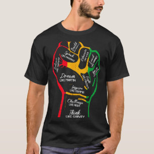 T-shirt Dirigeants Noirs Inspirants Poing Puissant Main Mo