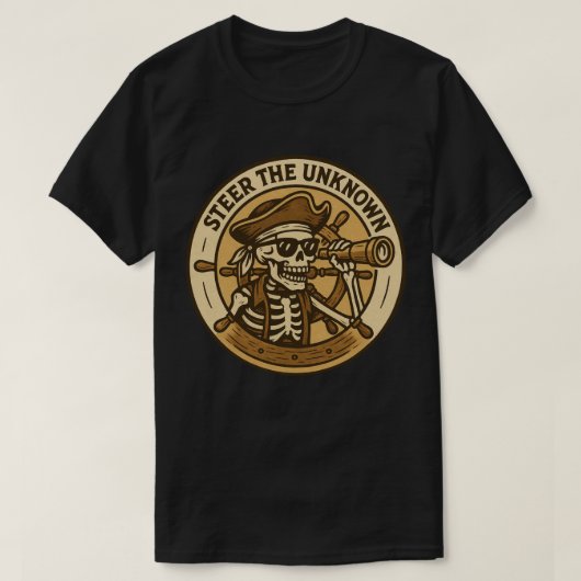 T-shirt Dirigez le squelette de pirate inconnu (Design devant)