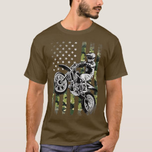 T-shirt Dirt Bike American Camo Flag Motocross Dirtbike Bi