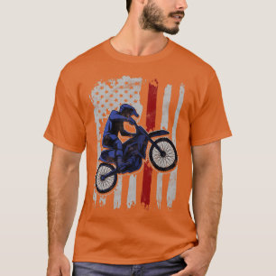 T-shirt Dirt Bike American Flag Motocross Biker 4 Juil