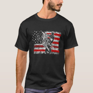 T-shirt Dirt Bike American Flag Motocross Biker 4 Juil