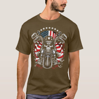 T-shirt Dirt Bike American Flag Motocross Biker 4 Juil