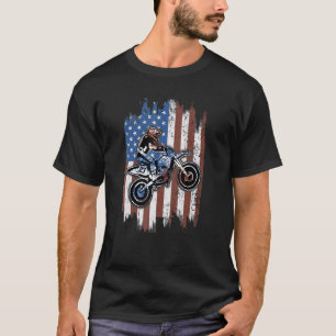 T-shirt Dirt Bike American Flag Motorcross 4 juillet Pat