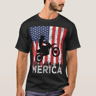 T-shirt Dirt Bike 'Merica American Drapeau 4 juillet Garço