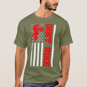 T-shirt Dirt Bike Motocross American Flag Biker 4th Of