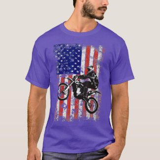 T-shirt Dirt Bike Motocross Biker American Flag USA 4e