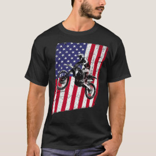 T-shirt Dirt Bike Motocross Drapeau Américain Le Graphique