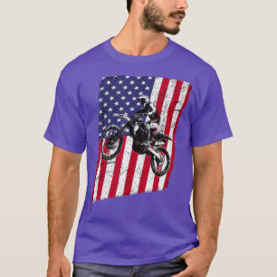 T-shirt Dirt Bike Motocross Drapeau Américain Le Graphique