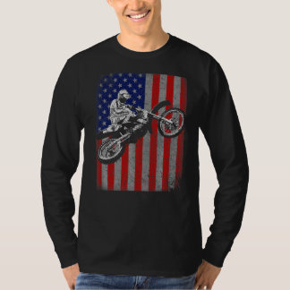 T-shirt Dirt Bike Rider Motocross Racer Drapeau américain