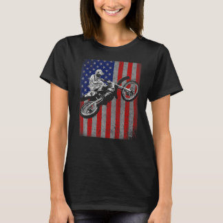 T-shirt Dirt Bike Rider Motocross Racer Drapeau américain