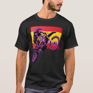 T-shirt Dirt Bike Rider Motorbike Retro Racer Espagne Drap