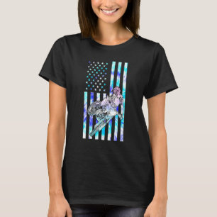 T-shirt Dirt Bike Tie Dye Drapeau américain Motocross Bike